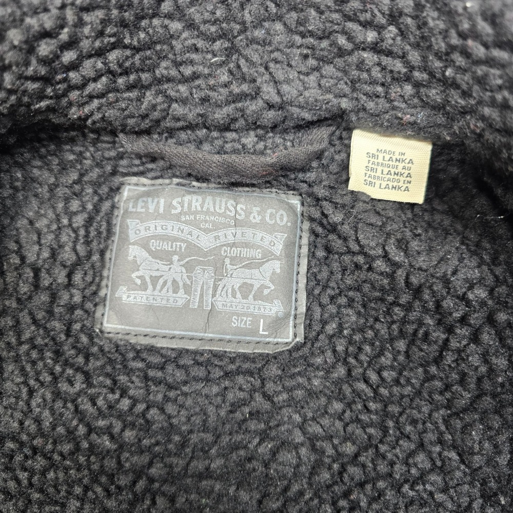 Levi Denim Sherpa Trucker‎ Jacket Women Large Black Jeans - Picture 8 of 15